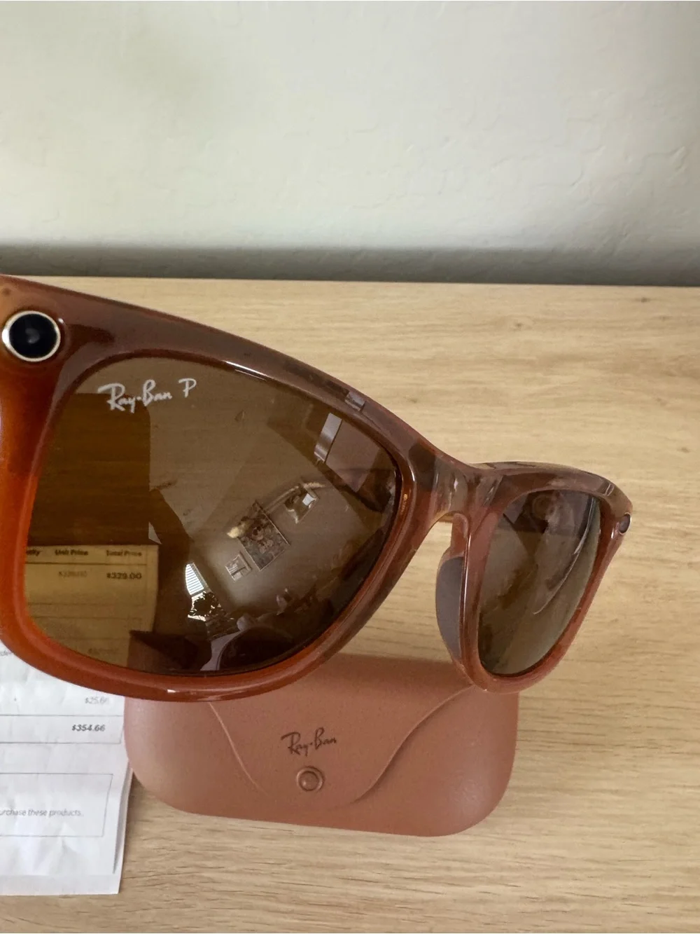 Ray-Ban Meta Wayfair Brown Frame Sunglasses with Brown Case new